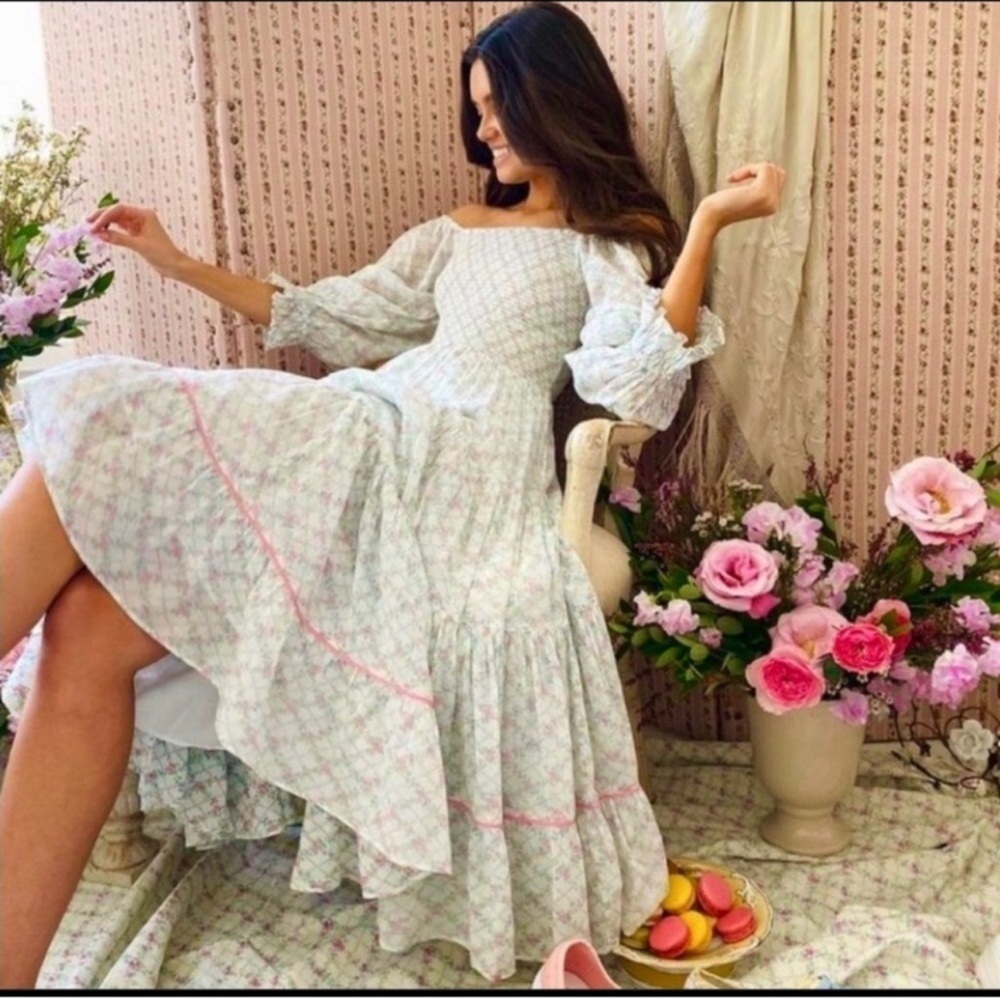 Rare LoveShackFancy Romantic Rigby Dress in Green Leaf Size XS​​​​